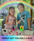 Unicorn And Fairy Lantern Jar Night Light DIY Kit For Kids And Girls Arts And Crafts Gift For Ages 3 To 12, children holding lit jars