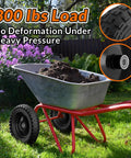 Flat Free Tire And Wheel Set 4.00-6 For Garden Cart, Wheelbarrow, And Hand Truck, 13 Inch Solid Wheel, 300 Lb Capacity