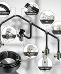 Three Quarter Inch By 100 Feet HDPE Tubing Garage Air Piping System Kit showing tubing, fittings, and outlet blocks setup.