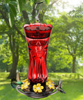 Durable Outdoor Hummingbird Feeder With Six Feeding Ports Built In Ant Moat And Bee Guard 18 Oz Capacity Easy To Clean 360 Degree Viewing Hanging Garden Decor For Bird Lovers
