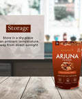 All Natural Arjuna Powder For Heart Health And Wellness, Terminalia Arjuna Bark Supplement, No Preservatives, Vegan And GMP Certified, Two 3.52 Oz Packs Of Pure Ayurvedic Powder displayed on table