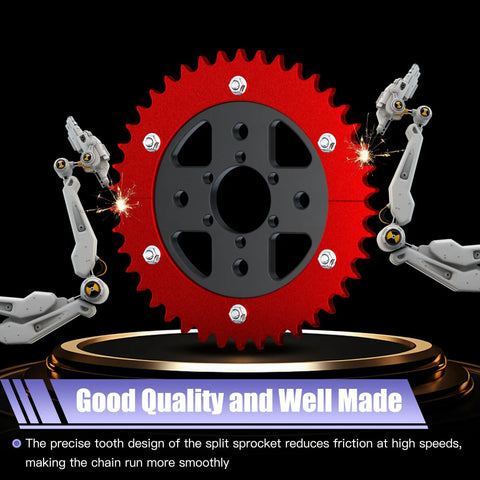 420 Chain Sprocket 42 Tooth Mini Bike Sprocket Hub Adapter Replacement For Coleman CT200U BT200X in red with robotic arms