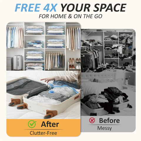 Rechargeable Cordless Vacuum Storage Bags With USB Pump for Travel Space Saving Luggage Bags for Clothes Before and After