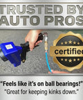 Air Compressor Swivel Connector Kit With 360 Degree Quick Connect Fittings in use showing leak free connection and kink free hose.