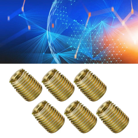 Carbon Steel Self Tapping Thread Inserts Kit 20 Pcs M10 M12 Thread Repair, Yellow zinc-plated inserts shown on white background