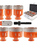 BGTEC 8-piece diamond core drill bit set, orange vacuum-brazed hole saw kit for porcelain tile and stone, 25–75 mm