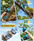 4 In 1 Pole Saw And Pruning Shears Kit For Tree Trimming Battery Powered Mini Chainsaw With Extension Pole Limb Cutter