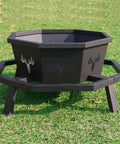 35 Inch Octagonal Outdoor Fire Pit Smokeless Wood Burning Fire Pit For Backyard Patio Camping Garden And Porch Black High Heat Convection Chamber For Cleaner Burns And Longer Bonfires on lawn