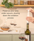 Using the Original Saver Wine Bottle Stopper Set With Pump and 2 Vacuum Stoppers Keeps Red and White Wine Fresh Up To 10 Days