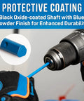 Heavy Duty High Speed Steel Flexible Bellhanger Drill Bit With Built In Wire Pulling Holes Designed To Navigate Tight Corners Makes Knotty Wood And Tough Metal A Breeze Contractors Swear By This Tool 3/8 X 72 in use showing black oxide-coated shaft and blue finish