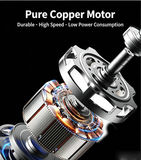 Heavy Duty Industrial Floor Fan With Multi Angle Tilt Stand And Reinforced Steel Frame showing pure copper motor for high velocity airflow.