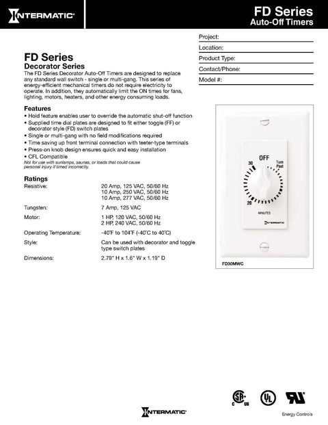 2 Hour Spring Loaded Wall Timer For Fans And Lights With Hold Automatic Shut Off Energy Saver No Neutral Needed Incandescent To LED Compatible Works With Standard Or Decorator Switch Easy Install White