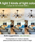 8 Light Chandelier Pendant Lighting Black With Glass Globes Dope Vintage Sputnik Ceiling Light Fixture in three color temperatures