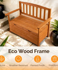 Outdoor Storage Bench With Seating For Two Weatherproof Cedar Wood Deck Box Loveseat 2 Person Patio Bench With Storage Waterproof Slats