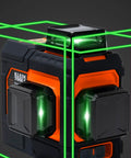 Self Leveling Laser Level With 3x360 Degree Green Beams Rechargeable Battery Magnetic Mount And Compact Rugged Design For Fast Accurate Interior And Exterior Layouts On Any Jobsite, black and orange