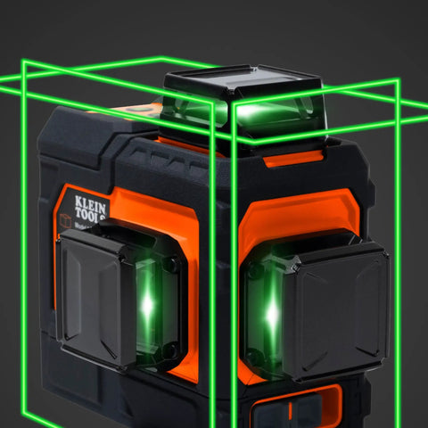 Self Leveling Laser Level With 3x360 Degree Green Beams Rechargeable Battery Magnetic Mount And Compact Rugged Design For Fast Accurate Interior And Exterior Layouts On Any Jobsite, black and orange