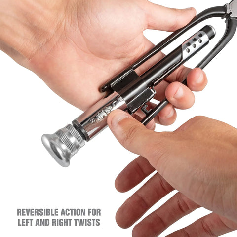 Close-up of hands demonstrating reversible action on 6 Inch Heavy Duty Safety Wire Pliers With Reversible Twist Action For Vehicles.