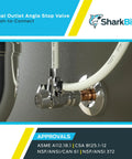 Brass Push To Connect Dual Outlet Angle Stop Valve with Compression Fittings installed on plumbing pipe