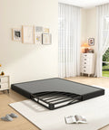 Heavy Duty King Box Spring Low Profile Metal Bed Base with Reinforced Steel Slats in a bedroom setting, measures 78.8x75.5 inches.