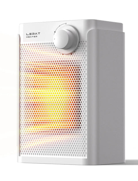 Compact Indoor Electric Space Heater 1200W PTC Fast Heating, Portable Heater with control dial, milky white design