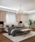 Luxury bedroom with two Crystal Accent Table Lamps With Gold Accents, Faux Silk Shade And Iron Base