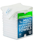 Lint Free Microfiber Cloths 12 Pack 12x12 Go To Auto Detailing Glass Windows Screens And Home Cleaning Heavy Duty Rags Washable Over 300 Times Streak Free Finish Pro Grade Towel Set