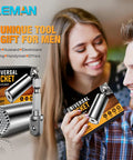 Universal Socket Tool Set With Power Drill Adapter 7 To 19 mm Gift For Him shown in original packaging and in use by a smiling couple.