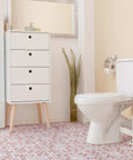Bathroom with Crystalline Pink Dope 12x12 Porcelain Tile Mesh Mounted Mosaic For Floor And Wall, mixed texture, glazed finish.