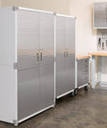 Lockable Solid Steel Storage Cabinet With Adjustable Shelves For Garage Warehouse Office And Classroom 48 W X 24 D X 72 H Built Tough For Everyday Use With Stainless Doors, front view