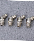 Pro Grade Grease Fittings Kit 45 Piece Assortment M8x1 Straight and 90 Degree Angled Zerk Fittings on grey background