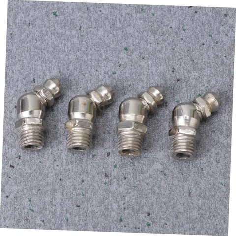 Pro Grade Grease Fittings Kit 45 Piece Assortment M8x1 Straight and 90 Degree Angled Zerk Fittings on grey background