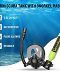 0.5L Mini Scuba Tank With Pump And Full Face Mask For Snorkeling And Shallow Water Exploration, Reusable Pony Bottle Kit.
