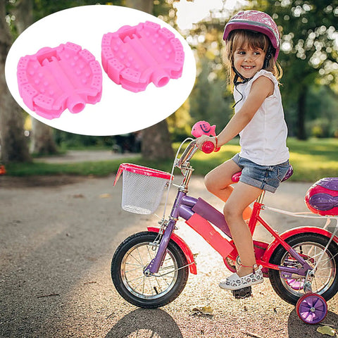Girl riding bike with Pair Of Nonslip Kids Bicycle Pedals For Safe Comfortable Rides Durable Wear Resistant Toddler Tricycle Pedal