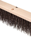 Heavy Duty Industrial Floor Sweep Head, 18 Inch Street Broom With Battle Ready Crimped Bristles, wooden base and stiff bristles.