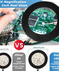 All In One Soldering Station Kit With 10X LED Magnifier Lamp and Lighted Glass Stand showing circuit board close-up