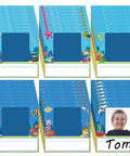 Ocean Themed Photo Nameplates For Desks 48 Pack Self Adhesive Name Tags With Photo Space Colorful Labels For Bins Cubbies And Bulletin Boards Totally Dope Indoor Desk Decor And Organization For Kids Rooms featuring vibrant sea creatures and photo of smiling child