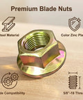 Top Shelf Drop In Lawn Mower Spindle Blade Nut Hex Flange Fastener 5/8-18 thread steel nut with zinc plating.