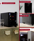 6 Bottle Freestanding Wine Cooler With Glass Door And Digital Temperature Control Slick 0.6 Cu Ft Beverage Refrigerator on countertop