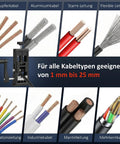 Beast Of A Drill Powered Wire Stripper Machine With Hardened Blades displayed stripping various wire types from 0.06 to 1 inch