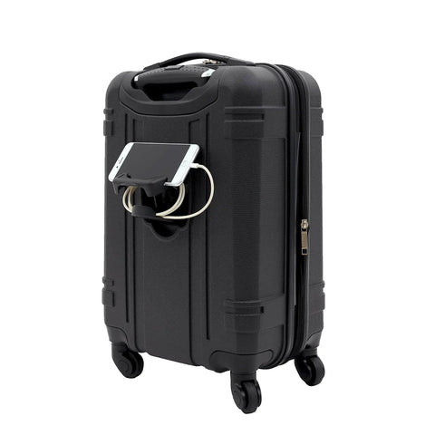 20 Inch Astral Hardside Carry On Luggage With Built In 3 In 1 Cup Holder, Phone Holder And USB Port, Black