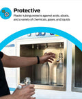 Clear PVC Vinyl Tubing Half Inch Inner Diameter Five Eighth Inch Outer Diameter Ten Foot Length Ideal Low Pressure Transfer Of Liquids Chemicals And Gases Suitable For Drainage Lines Potable Water Beverage Dispensers Aquarium Lab Use Not For Ice Makers being used for filling bottles.