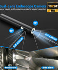 High Definition Dual Lens Endoscope Cam With Light For Tight Spaces 1920P Borescope showing dual lenses and LED lights