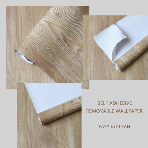 Makeover Your Cabinets With Peel And Stick Wood Wallpaper Faux Wood Grain Contact Paper For Kitchen Countertops Self Adhesive Removable Oak