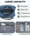 Underseat Carry On Duffle Bag 30L For Airplanes Foldable Travel Tote 18x14x8 Inches navy interior view with large capacity pockets