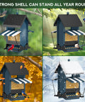 Heavy Duty Squirrel Proof Bird Feeder With Weight Activated Perch 5 Pound Capacity Easy Fill And Clean Outdoor Feeder in seasonal settings