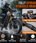 Heavy Duty Dual Motor Electric Bike For Adults, 6000W 52Mph Beast Mode Off Road E Bike With 300 Mile Range, 26x4.0 Fat Tires And Full Suspension Weekend Warrior Rig showcasing upgraded hydraulic brakes in rainy conditions.