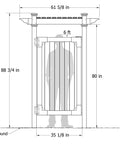 Spacious White Vinyl Outdoor Shower Enclosure With Privacy Door For Pool And Beach No Muss No Fuss, dimensions shown in design.