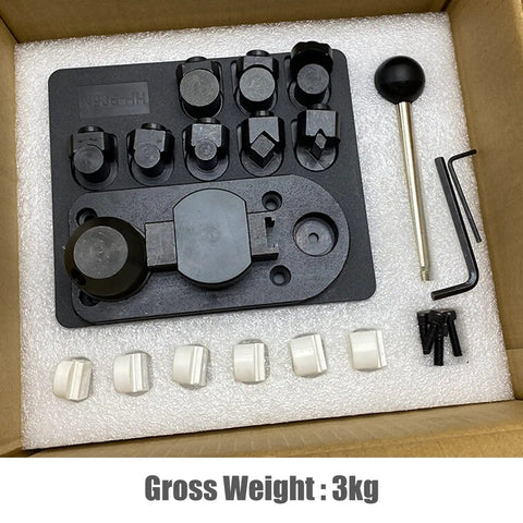 Multi Functional Ring Bending Tool For Jewelry Making, Heavy Duty Metal Ring Bender With 7 Post Molds And 6 Nylon Dies in Packaging