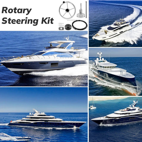 Marine Steering Control Cable 16 Foot Outboard Steering Kit With Three Quarter Inch Standard Tapered Shaft Heavy Duty Cast Steel And Stainless Construction Saltwater Ready For Yachts And Other Watercraft Easy Rudder And Wheel Mounting
