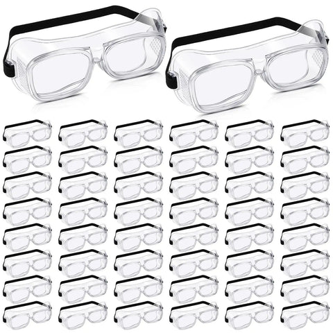 50 Pairs Safety Goggles Anti Fog Anti Scratch Eye Protection Clear Lens Lightweight Eyewear For Science Lab Chemistry And Construction Dust Proof Protective Glasses